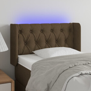 vidaXL Hoofdbord LED 83x16x78/88 cm stof donkerbruin