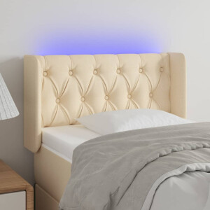 vidaXL Hoofdbord LED 83x16x78/88 cm stof crèmekleurig