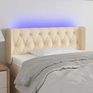 vidaXL Hoofdbord LED 103x16x78/88 cm stof crèmekleurig