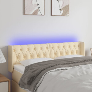 vidaXL Hoofdbord LED 147x16x78/88 cm stof crèmekleurig
