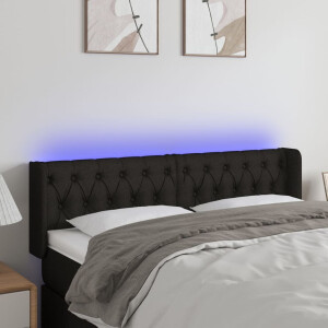 vidaXL Hoofdbord LED 163x16x78/88 cm stof zwart