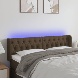 vidaXL Hoofdbord LED 163x16x78/88 cm stof donkerbruin