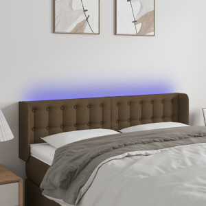 vidaXL Hoofdbord LED 147x16x78/88 cm stof donkerbruin