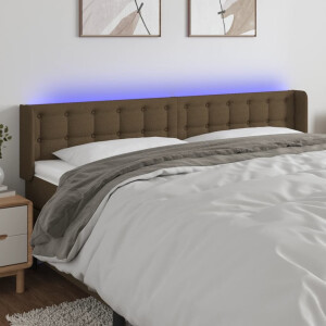 vidaXL Hoofdbord LED 163x16x78/88 cm stof donkerbruin