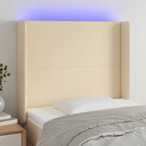 vidaXL Hoofdbord LED 93x16x118/128 cm stof crèmekleurig