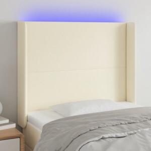 vidaXL Hoofdbord LED 83x16x118/128 cm kunstleer crèmekleurig