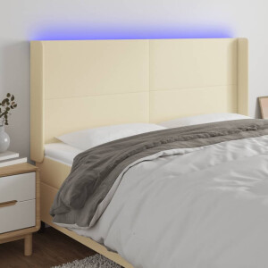 vidaXL Hoofdbord LED 203x16x118/128 cm kunstleer crèmekleurig