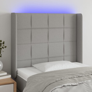 vidaXL Hoofdbord LED 103x16x118/128 cm stof lichtgrijs