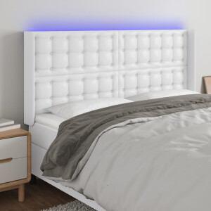 vidaXL Hoofdbord LED 183x16x118/128 cm kunstleer wit