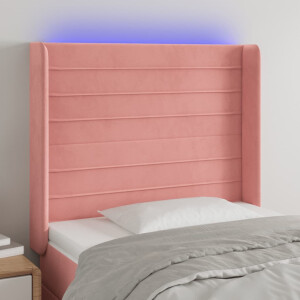 vidaXL Hoofdbord LED 103x16x118/128 cm fluweel roze