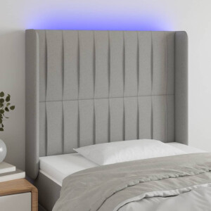 vidaXL Hoofdbord LED 93x16x118/128 cm stof lichtgrijs