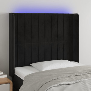 vidaXL Hoofdbord LED 93x16x118/128 cm fluweel zwart