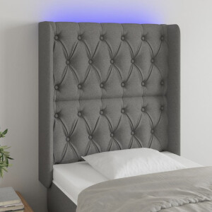 vidaXL Hoofdbord LED 83x16x118/128 cm stof donkergrijs