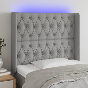 vidaXL Hoofdbord LED 103x16x118/128 cm stof lichtgrijs