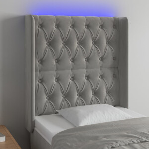 vidaXL Hoofdbord LED 83x16x118/128 cm fluweel lichtgrijs