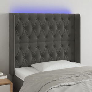 vidaXL Hoofdbord LED 93x16x118/128 cm fluweel donkergrijs