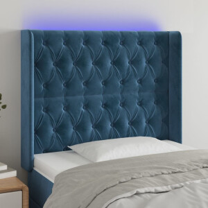 vidaXL Hoofdbord LED 103x16x118/128 cm fluweel donkerblauw