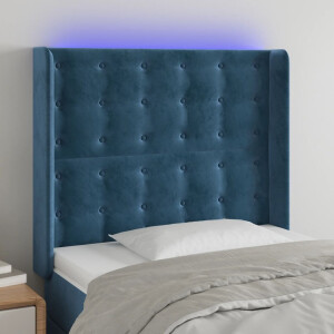 vidaXL Hoofdbord LED 93x16x118/128 cm fluweel donkerblauw