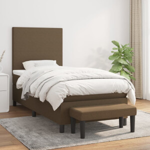 vidaXL Boxspring met matras stof donkerbruin 80x200 cm
