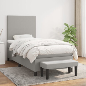 vidaXL Boxspring met matras stof lichtgrijs 90x190 cm