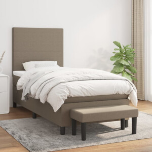 vidaXL Boxspring met matras stof taupe 90x190 cm
