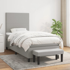 vidaXL Boxspring met matras stof lichtgrijs 90x200 cm
