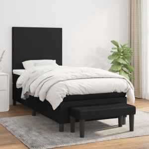 vidaXL Boxspring met matras stof zwart 90x200 cm