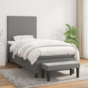 vidaXL Boxspring met matras stof donkergrijs 100x200 cm