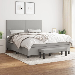 vidaXL Boxspring met matras stof lichtgrijs 160x200 cm