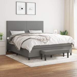 vidaXL Boxspring met matras stof donkergrijs 160x200 cm