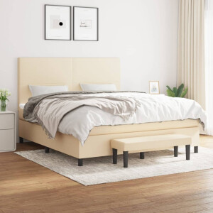 vidaXL Boxspring met matras stof crèmekleurig 160x200 cm