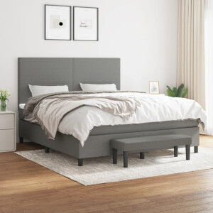 vidaXL Boxspring met matras stof donkergrijs 180x200 cm