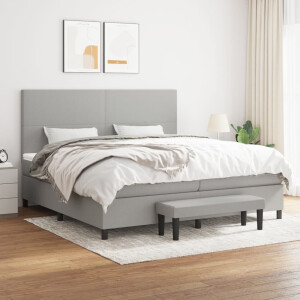 vidaXL Boxspring met matras stof lichtgrijs 200x200 cm