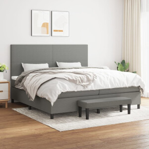 vidaXL Boxspring met matras stof donkergrijs 200x200 cm