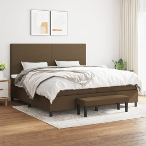 vidaXL Boxspring met matras stof donkerbruin 200x200 cm