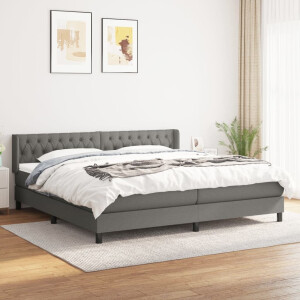 vidaXL Boxspring met matras stof donkergrijs 200x200 cm