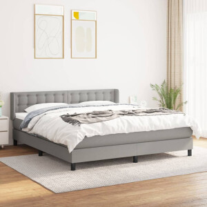 vidaXL Boxspring met matras stof lichtgrijs 160x200 cm
