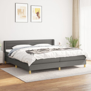 vidaXL Boxspring met matras stof donkergrijs 200x200 cm