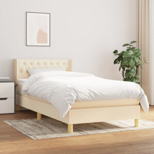 vidaXL Boxspring met matras stof crèmekleurig 90x190 cm