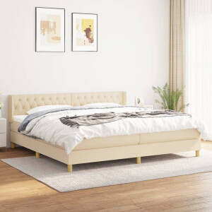 vidaXL Boxspring met matras stof crèmekleurig 160x200 cm