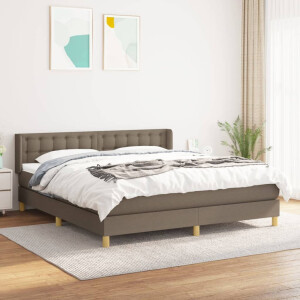 vidaXL Boxspring met matras stof taupe 180x200 cm