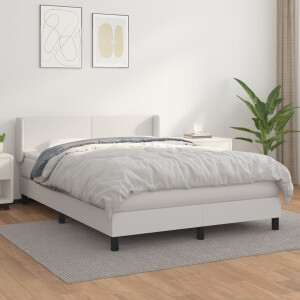 vidaXL Boxspring met matras kunstleer wit 140x200 cm