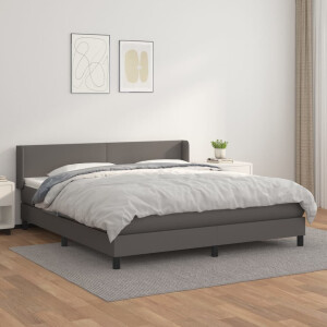 vidaXL Boxspring met matras kunstleer grijs 160x200 cm