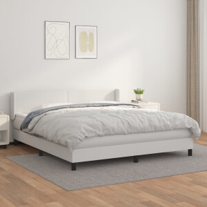 vidaXL Boxspring met matras kunstleer wit 180x200 cm