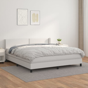 vidaXL Boxspring met matras kunstleer wit 160x200 cm