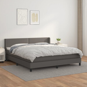 vidaXL Boxspring met matras kunstleer grijs 180x200 cm