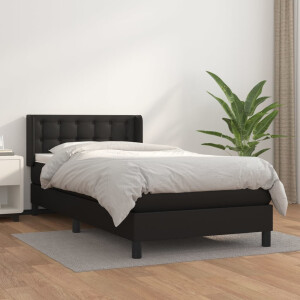 vidaXL Boxspring met matras kunstleer zwart 80x200 cm
