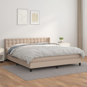 vidaXL Boxspring met matras kunstleer cappuccinokleurig 160x200 cm