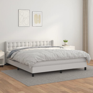 vidaXL Boxspring met matras kunstleer wit 180x200 cm