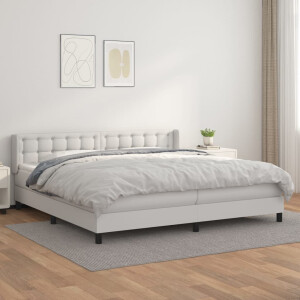 vidaXL Boxspring met matras kunstleer wit 200x200 cm